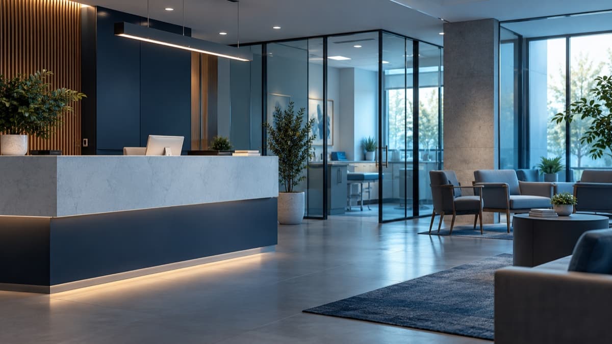 Calm, modern clinic reception and waiting area